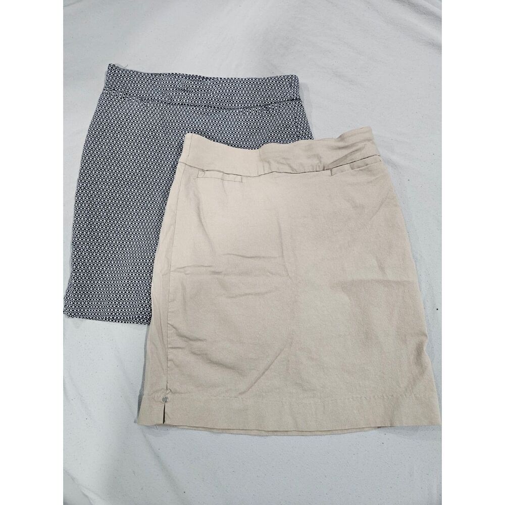 Kim Rogers Skort Lot 2 Pair Khaki Navy Geometric Active Skirt Shorts Size 6